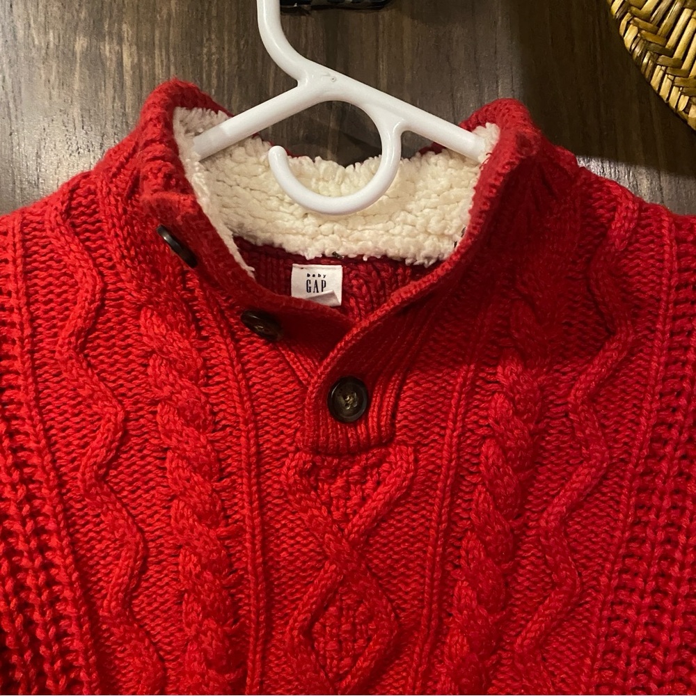 baby GAP Red Toddler Sweater cable knit 2t red boys girls - Picture 4 of 4